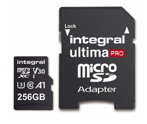 Card de memorie Integral 90V30, microSDXC, 256GB, Clasa 10, UHS-I, Adaptor microSD
