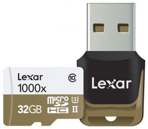 Card de memorie Lexar microSDHC, 32GB, Clasa 10, 150 MB/s, UHS-II + Adaptor USB