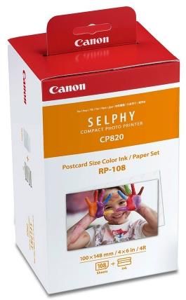 Cartus Canon RP-108 Ribon + set hartie 10 x 15 cm pentru Canon Selphy CP910, CP1000, CP1200