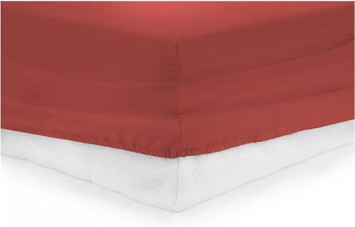 Cearceaf de pat cu elastic Heinner HR-ZSHEET-180RED, 180 x 200 cm, Bumbac, potrivit pentru saltele cu inaltime maxima de 25 cm (Rosu)