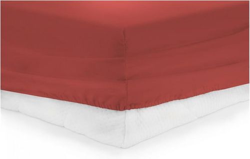 Cearceaf de pat cu elastic Heinner HR-ZSHEET-90RED, 90 x 200 cm, Bumbac, potrivit pentru saltele cu inaltime maxima de 25 cm (Rosu)
