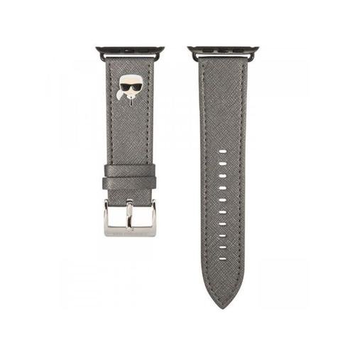 Curea Karl Lagerfeld Saffiano Karls Head compatibila cu Apple Watch 38mm / 40mm, Argintiu
