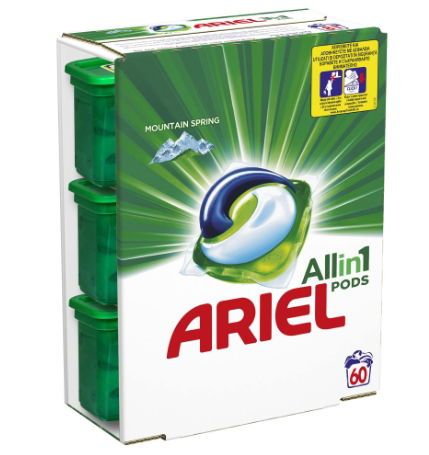 Detergent capsule Ariel All in One PODS Mountain Spring, 60 spalari