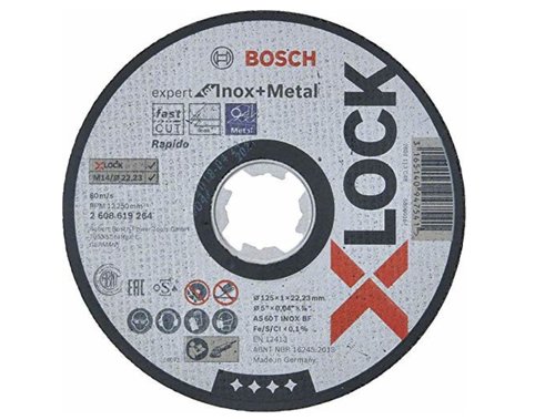 Disc Bosch Expert for Inox si Metal, 125 x 1mm cu X-LOCK pentru polizor unghiular
