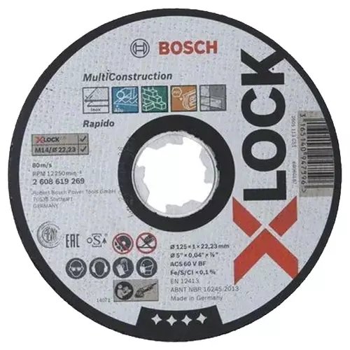 Disc Bosch MultiConstrction Rapido 125 x 1mm cu X-LOCK pentru polizor unghiular