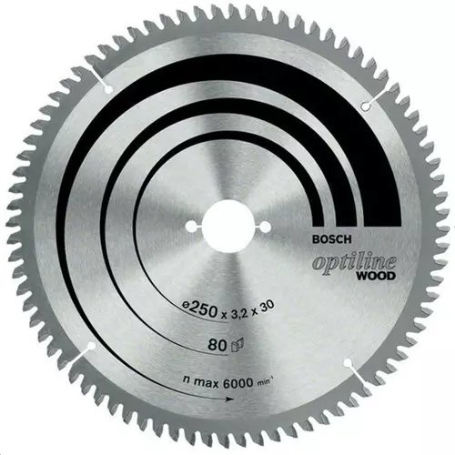 Disc pentru fierastrau circular, Bosch Optiline Wood 254 x 2,5 x 30mm, 80T