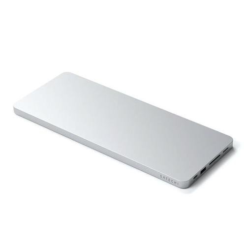 Docking station Satechi Slim pentru iMac 24inch, 1 x Port Upstream Tip C, 2 x USB 2.0, 1 x Micro SD, 1 x card SD, 1 x USB-A, 1 x slot SSD M.2, 1 x USB-C, cablu inclus, Argintiu