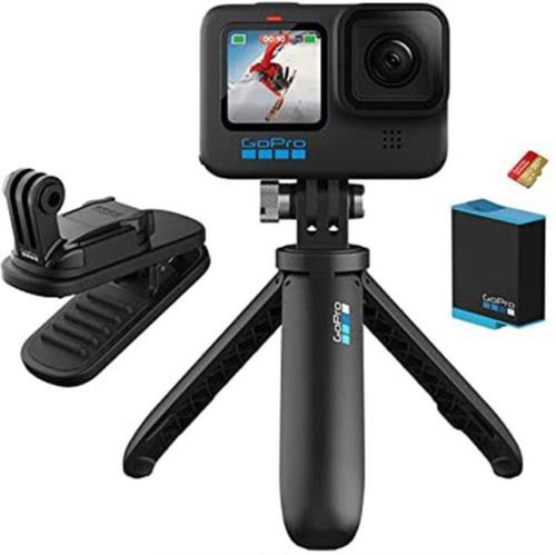 Dublura Camera Video de Actiune GoPro HERO10, Filmare 5.3K 30fps, 23MP, Waterproof, GPS, Bluetooth, Wi-Fi, Special Bundle (Negru)