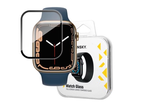 Folie Protectie WZK pentru Apple Watch Series 7 / 8 45mm, Sticla Flexibila, Neagra