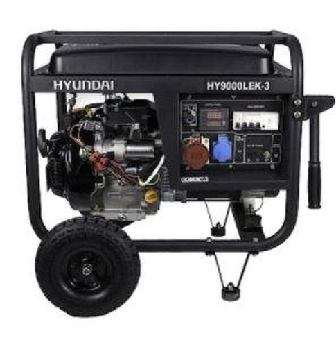 Generator curent electric Hyundai HY9000LEK-3, 15 CP, Pornire manuala/Electrica, Benzina (Negru)