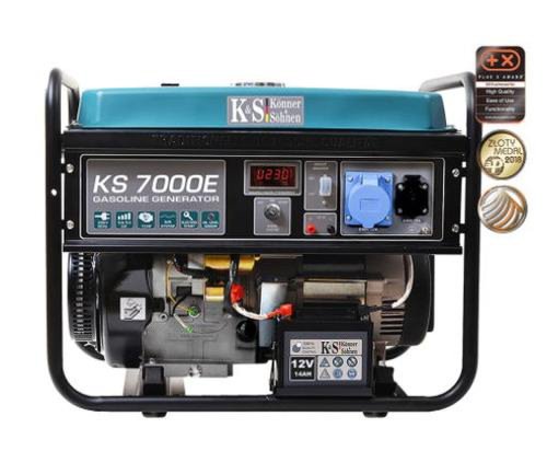 Könner&söhnen - Generator curent electric könner & söhnen ks 7000e, 13 cp, autonomie 17 h, protectie suprasarcina, senzor nivel scazut ulei, bobinaj cupru, benzina (albastru/negru)