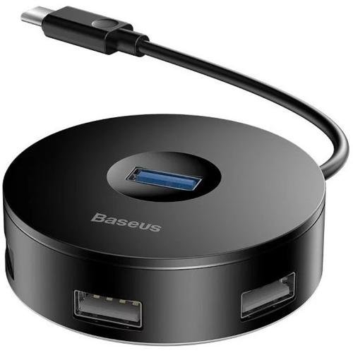 HUB Baseus Airjoy CAHUB-G01, Cablu USB Type-C, rotund, 10 cm (Negru)