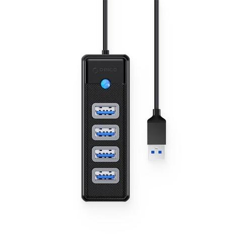HUB USB Orico PW4U-U3, 4x USB 3.0 Type-A (Negru)