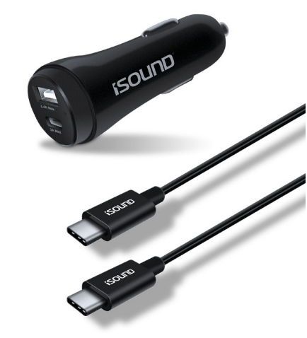 Incarcator Auto iSound 6102, 3.4A, 1 x USB, 1 X USB Type-C, + cablu USB Type-C, 1.8m (Negru)