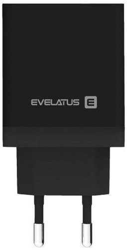 Incarcator Retea Evelatus ETC04, Quick Charge 30 W, USB-A / USB Type-C (Negru)