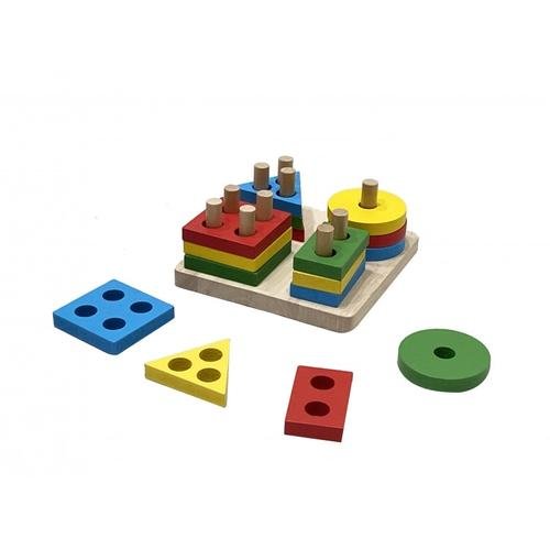 Joc sortare AliBibi IWH569661, Forme geometrice din lemn (Multicolor)