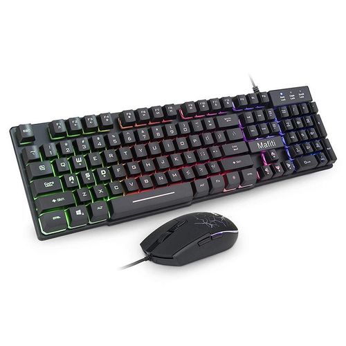 Kit tastatura si mouse Mafiti RK101, Gaming, USB, Iluminare LED (Negru)