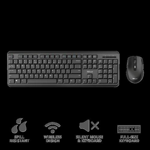 Kit tastatura si mouse Trust ODY, Wireless (Negru)