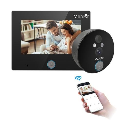 Kit Video Sonerie Smart Mentor SYKT011 WiFi 1MP PIR HD cu vizor, camera IP si Monitor