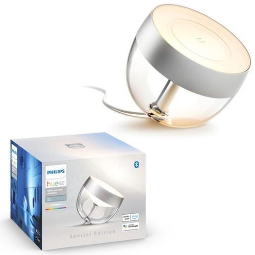 Lampa LED RGB inteligenta Philips Hue Iris editie speciala, Bluetooth, ZigBee Light Link, 8.2W, 570 lm, lumina alba si colorata, Silver, clasa energetica G