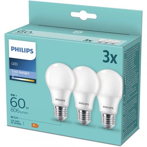LED Philips, E27, 8W (60W), 806 lm, lumina calda