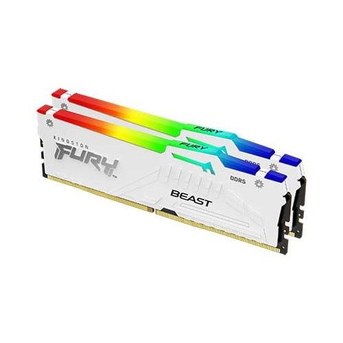 Memorii Kingston FURY Beast White RGB 32GB(2x16GB) DDR5, EXPO, 5200MT/s, CL36