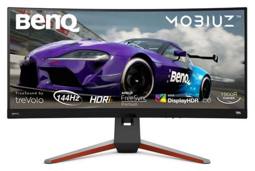 Monitor Gaming IPS LED BenQ 34inch EX3415R, WQHD (3440 x 1440), HDMI, DisplayPort, Ecran Curbat, Boxe, 1 ms, 144 Hz (gri)