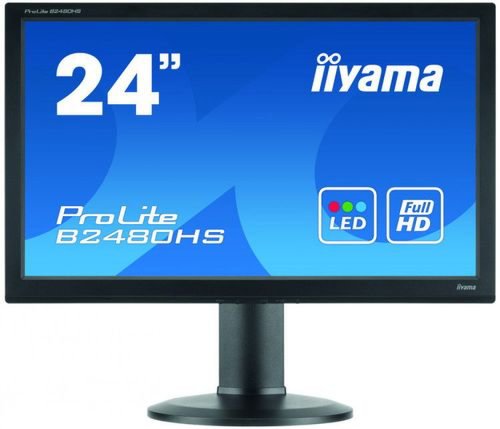 Monitor Refurbished LED iiYama 24inch ProLite B2480HS, 1920 x 1080, VGA, DVI, HDMI, 2 ms (Negru)