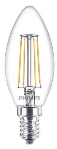 Pachet 3 becuri LED filament Philips, lumanare si lustra, B35, E14, 4.3W (40W), 470 lm, lumina alba calda (2700K)