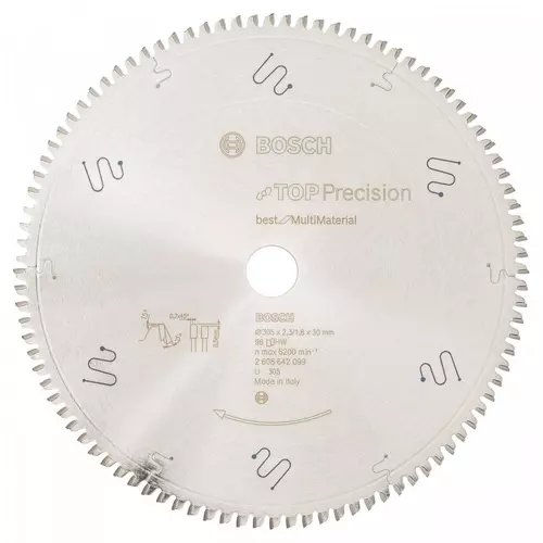 Panza de ferastrau circular Bosch, Top Precision Best for Multi Material, 305 x 30 mm, 96 dinti