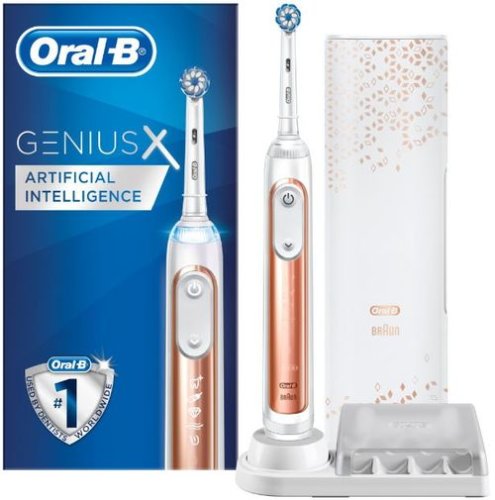 Periuta de dinti electrica Oral-B Genius X, 8800 rpm, Curatare 3D, Bluetooth, 6 Programe, 1 Capat, Trusa de calatorie (Roz)
