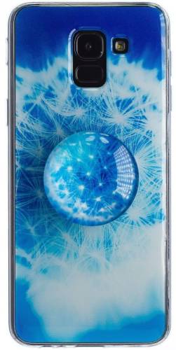 Protectie Spate cu Suport Contakt Floral 2700000159095 pentru Samsung Galaxy J6 2018 (Alb/Albastru)