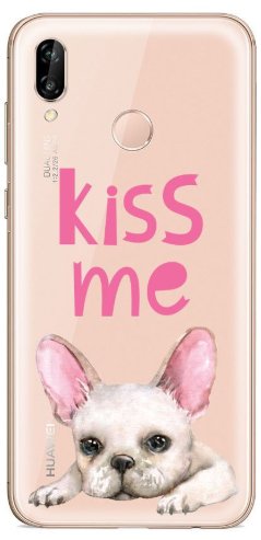 Protectie Spate Lemontti Art Pug Kiss LMSAP20LM28 pentru Huawei P20 Lite (Multicolor)