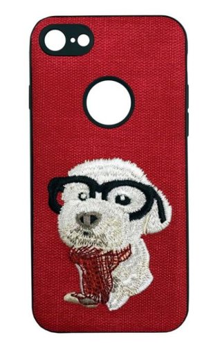 Protectie Spate Lemontti Embroidery Red Puppy LECIPH7M2 pentru iPhone 7