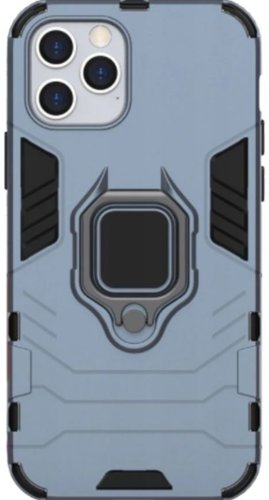 Protectie Spate Ring Armor Kickstand Tough Rougged pentru Apple iPhone 12, iPhone 12 Pro (Albastru)