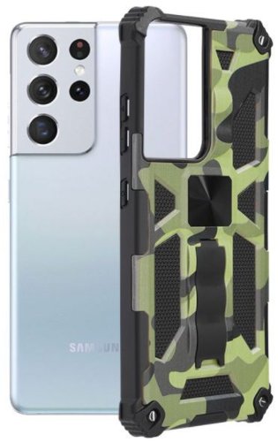 Protectie Spate Techsuit Blazor Series Camo Lime 795154008506 pentru Samsung Galaxy S21 Ultra (Camuflaj)