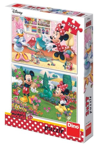 Puzzle 2 in 1 Dino Toys Minnie la treaba, 5 - 8 ani, 2 x 77 Piese (Multicolor)