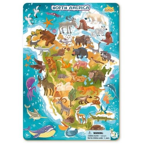 Puzzle cu rama - America de Nord (53 piese)