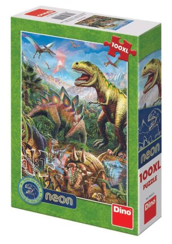 Puzzle XL Dino Toys, Lumea dinozaurilor neon, 100 piese
