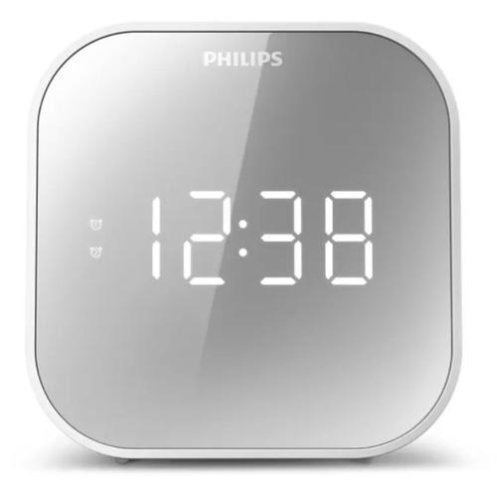 Radio cu ceas Philips TAR4406/12, FM, afisaj LED, incarcare USB, alarma dubla, snooze, 20 posturi presetate (Alb)