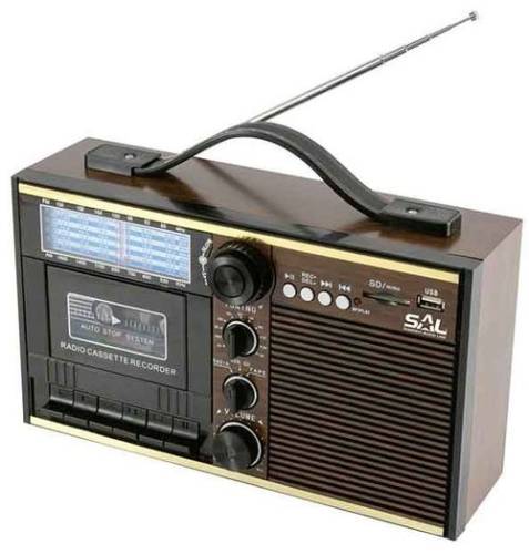Radio retro cu casetofon SAL RRT 11B, FM, Bluetooth, USB (Maro)