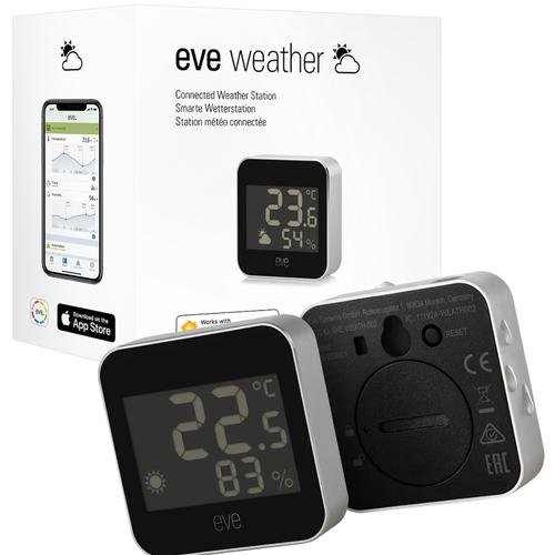 Senzor de temperatura si umiditate Eve, HomeKit iOS, Negru/Gri