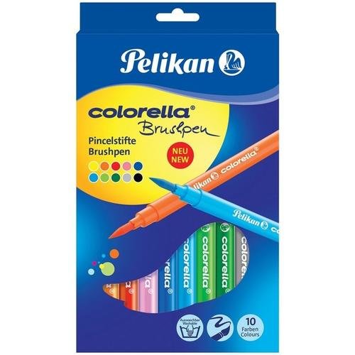 Set 10 culori, Carioca Pelikan, colorella super brush, varf tip pensula