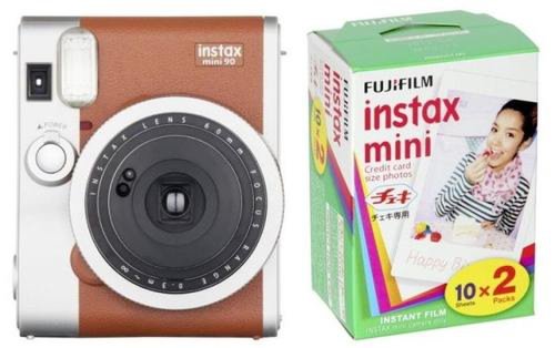 Set Aparat Foto Instant Fujifilm Instax mini 90 Neo + Hartie Foto Fujifilm Instax Mini (Maro)