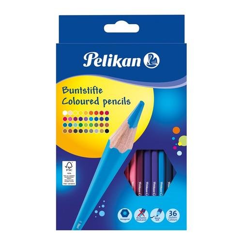 Set creioane color Pelikan, Lacuite, sectiune hexagonala, 36 buc/set