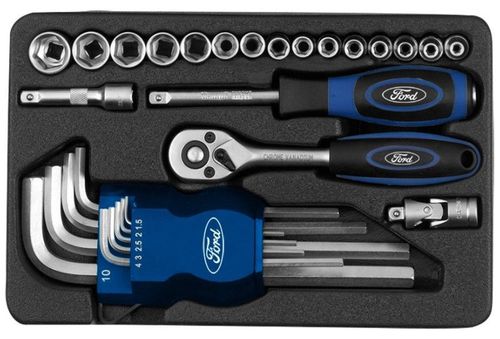 Set Ford Tools FMT-034, clichet+tubulare 1/4+set imbus, cutie metal