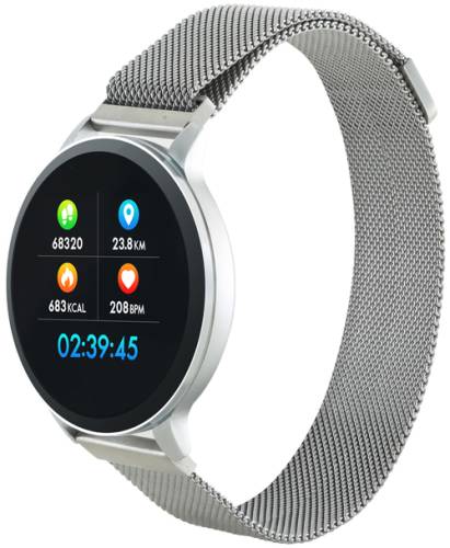 Smartwatch Canyon SW71SS, Display LCD 1.22inch, Bluetooth, Bratara Metal, Rezistent la apa, Android/iOS (Argintiu)