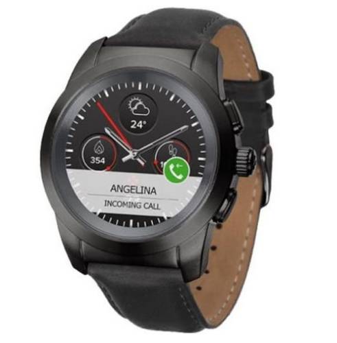 Smartwatch MyKronoz ZeTime Premium Regular, Ecran Touchscreen TFT 1.22inch, Bluetooth, Bratara Piele, Rezistent la apa 5ATM (Negru)