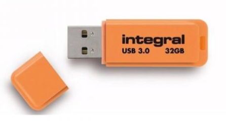 Stick USB Integral Neon, 32GB, USB 3.0 (Portocaliu)