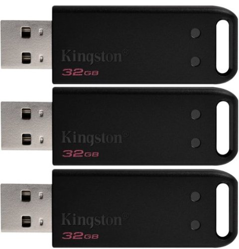 Stick USB Kingston DT20, 32GB, USB 2.0, 3 buc. (Negru) 